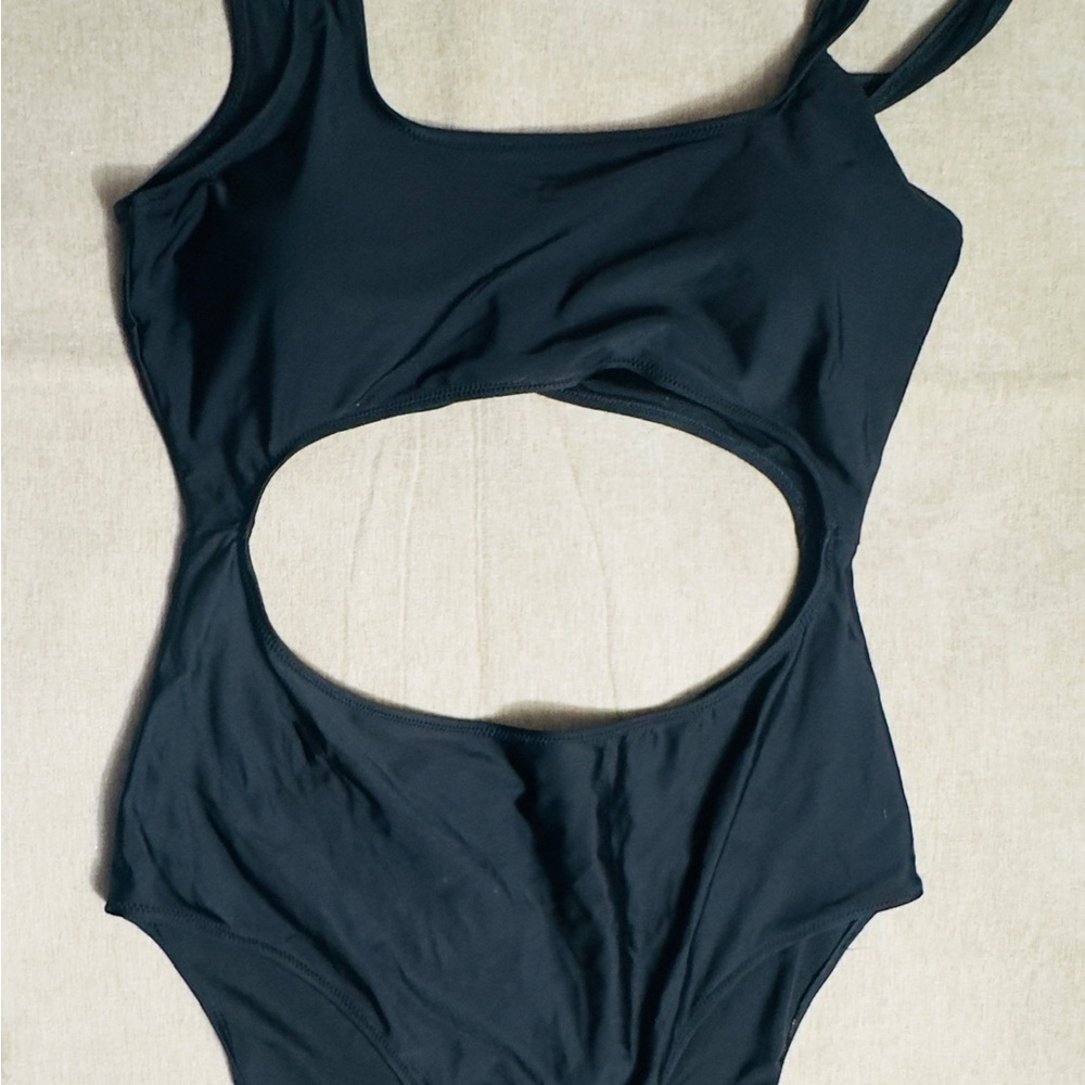 aerie Black Cutout One-Piece Swimsuit